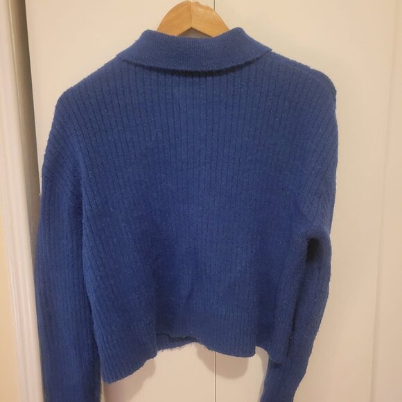 Oak & Fort blue sweater with collar and button down front size XS - Picture 3 of 3